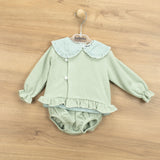 BABIDU Green Cotton 3 piece bloomer set