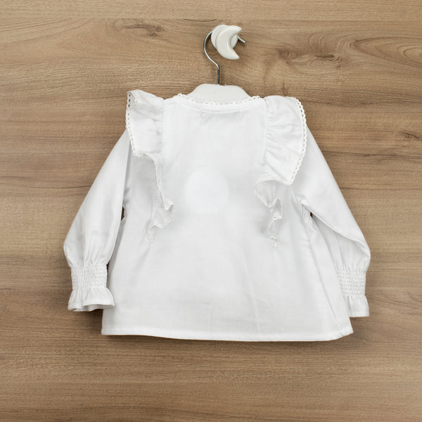 BABIDU White Long Sleeve Cotton Blouse