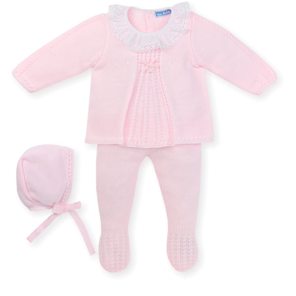 MAC ILUSION Baby Girls Three Piece Knitted Set (Baby Pink or Dark Pink)