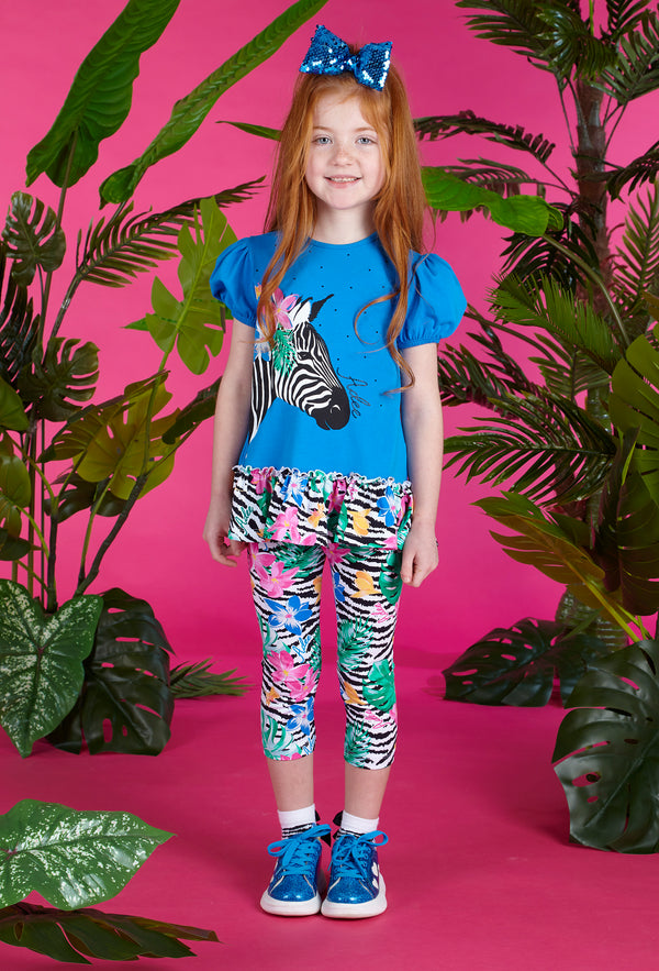 ADEE Blue Tropical Legging Set