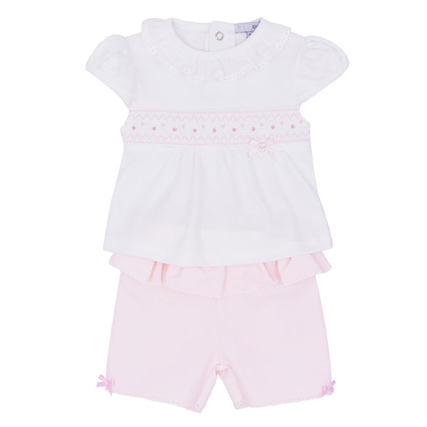 BLUES BABY White & Pink Short Set