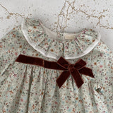 BABYLAI Floral Dress with Velvet Trim