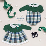 JULIANA Green Knitted Tartan Dress