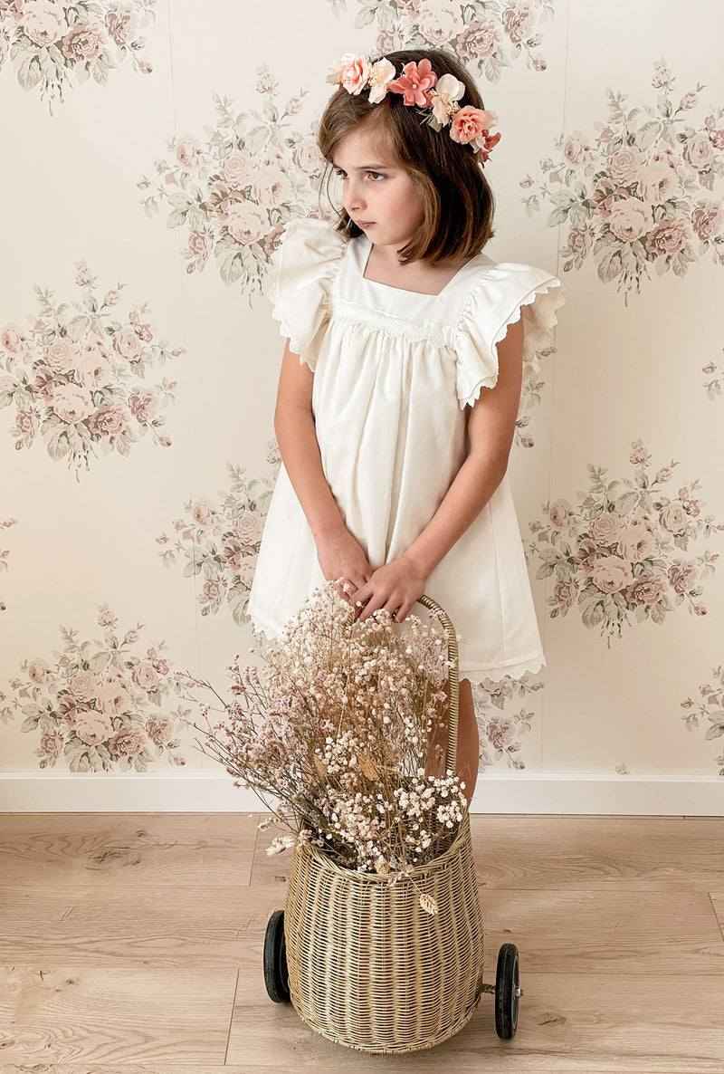 Ivory Dress with Broderie Anglaise