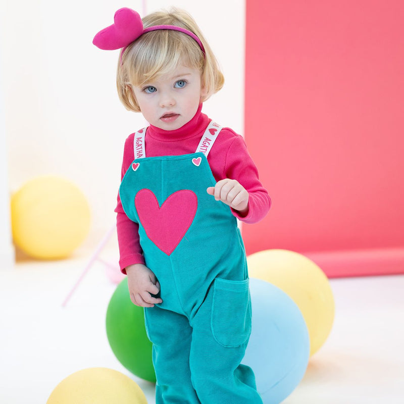 AGATHA Pink and Green Dungaree Set