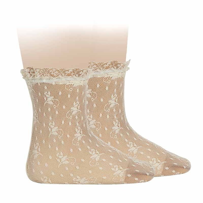 CONDOR Cream Silk Lace Socks