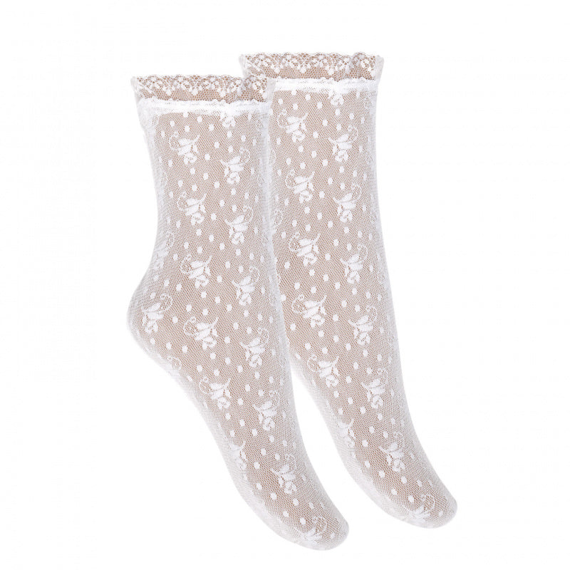 CONDOR White Silk Lace Socks