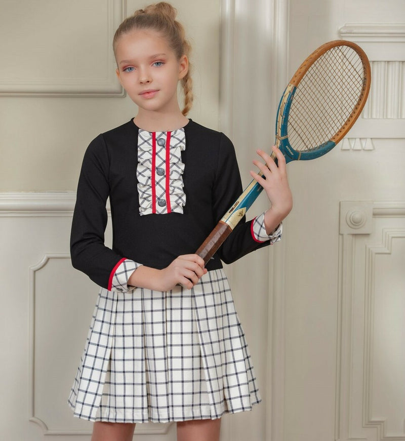 PATACHOU Black and Ivory Checked Dress