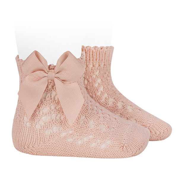 CONDOR Nude Openwork Short Socks With Bow
