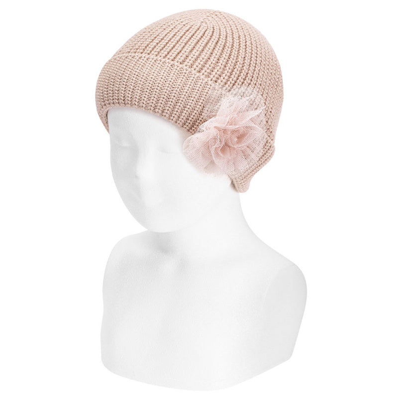 CONDOR Old Rose Hat with Tulle Flower