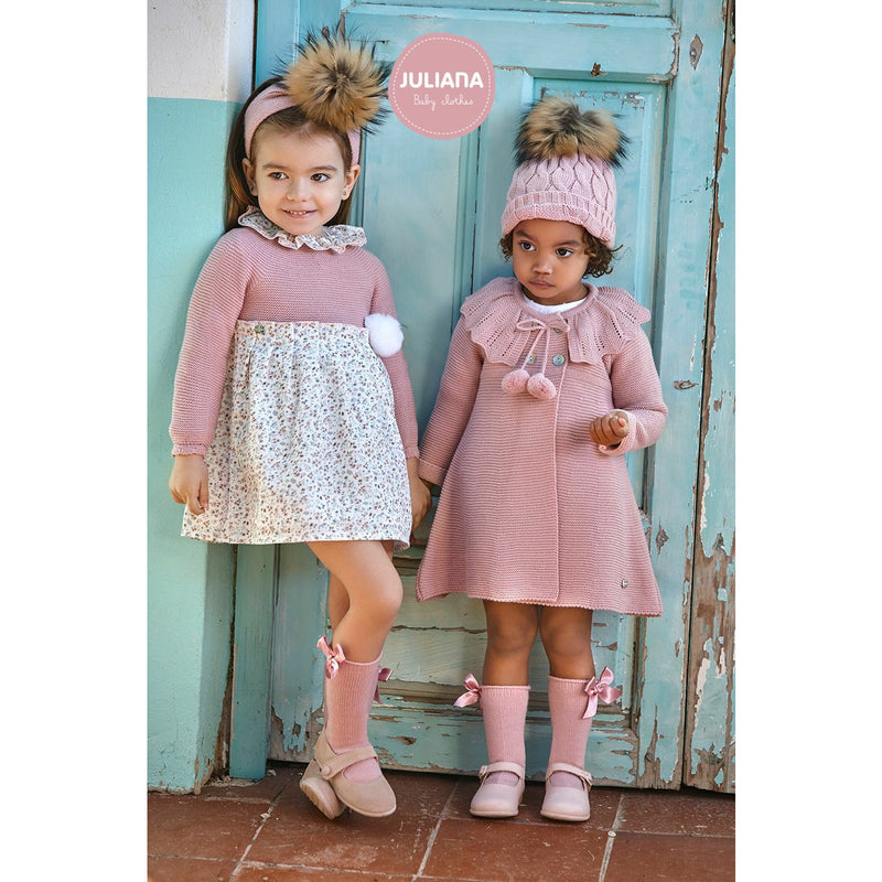 JULIANA Pink Knitted Floral Dress