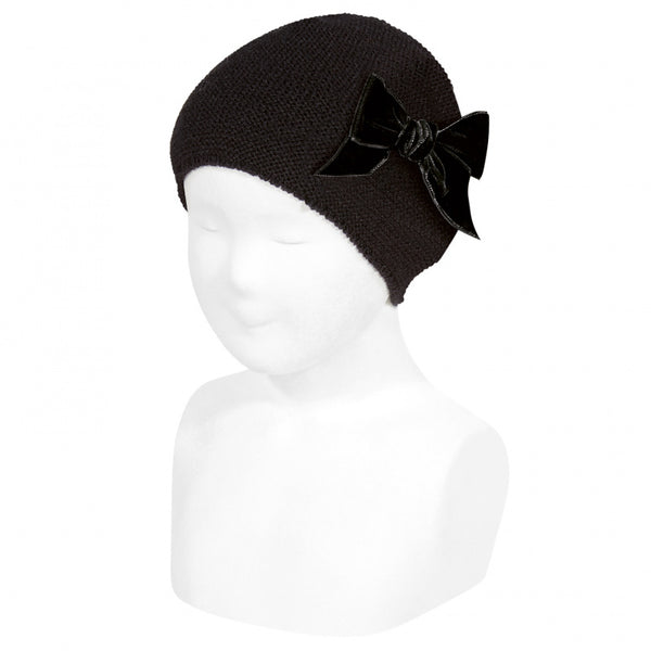 CONDOR Black Velvet Bow Beanie