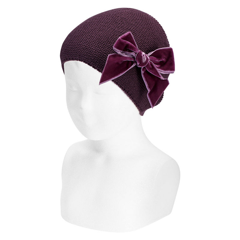CONDOR Burdeaux Velvet Bow Beanie