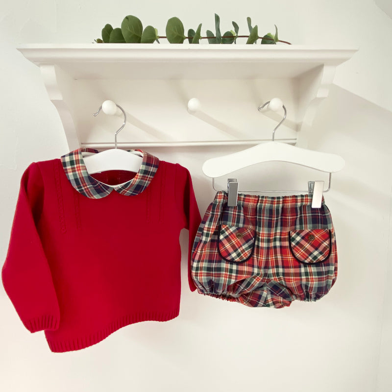 ARTESANIA GRANLEI Boys Red Tartan Short Set