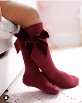 CONDOR Garnet Velvet Bow Sock