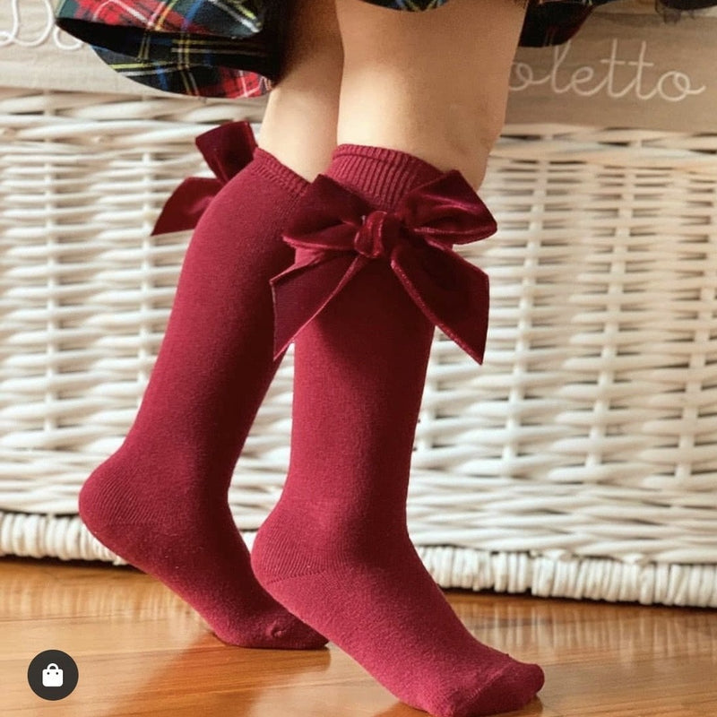 CONDOR Garnet Velvet Bow Sock