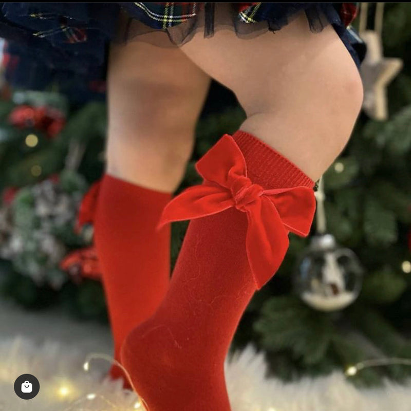 CONDOR Red Velvet Bow Sock
