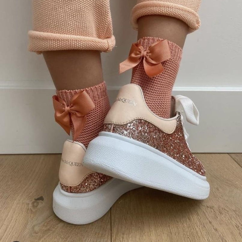 CONDOR Peony Garter Stitch Sock with Bow