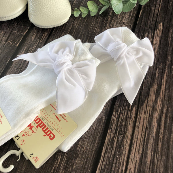 CONDOR White  Velvet Bow Sock