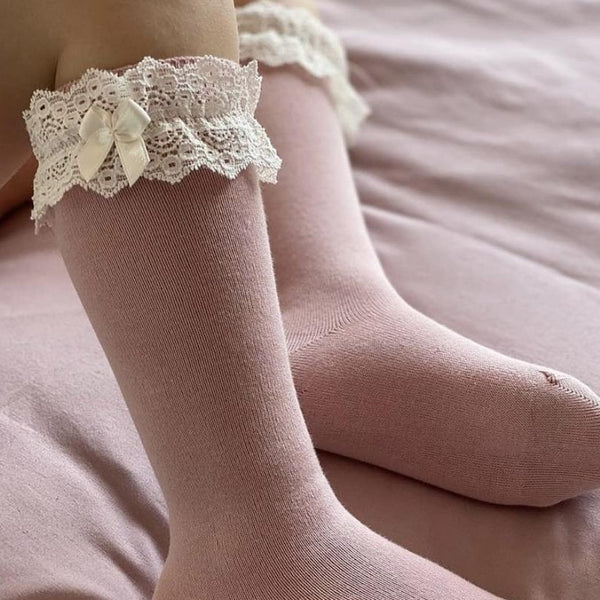 CONDOR Rosa Palo Lace Trim Knee High Socks