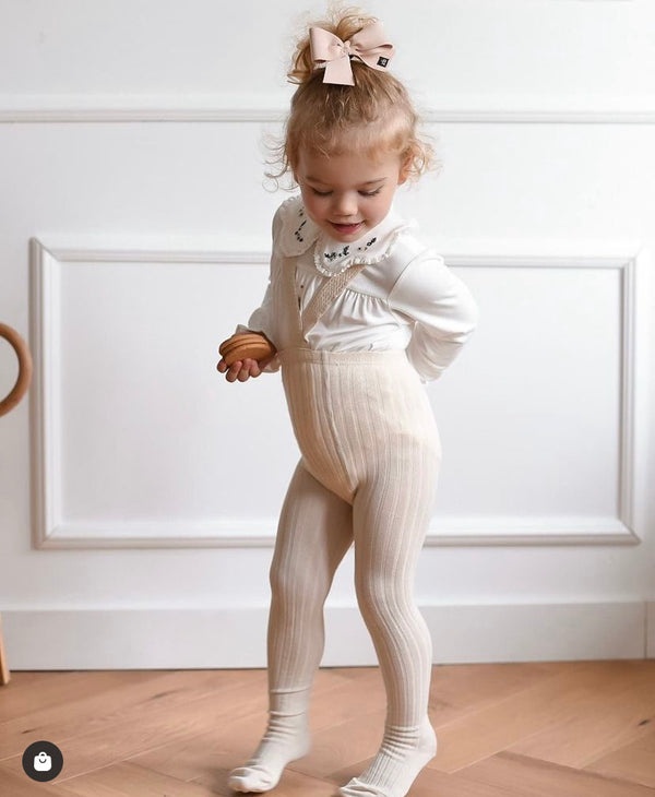 CONDOR Linen Ribbed Tights with Suspenders