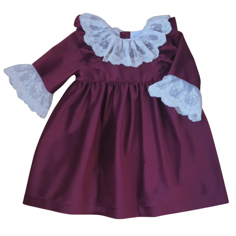Burgundy Velvet Dress with Lace