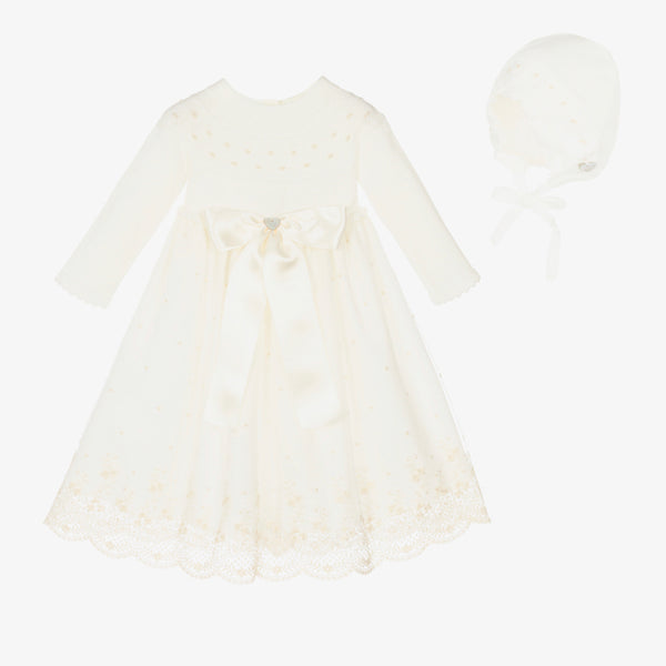 ARTESANIA GRANLEI Ivory Knit Christening Dress