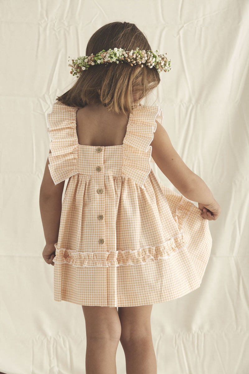 BABIDU Orange Gingham Dress