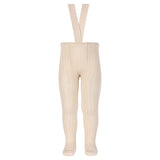 CONDOR Linen Ribbed Tights with Suspenders
