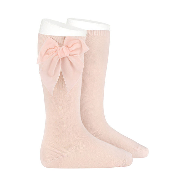 CONDOR Nude Velvet Bow Sock