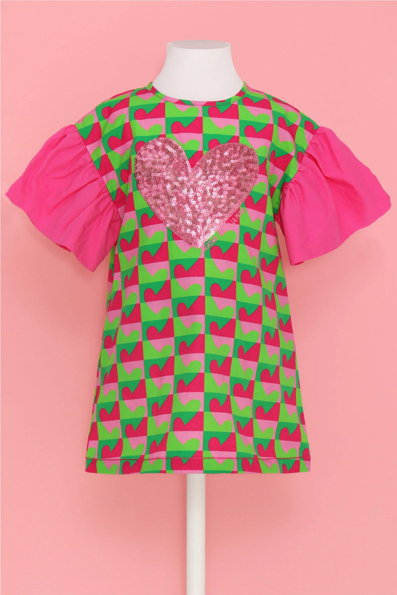 AGATHA Green & Pink Heart Dress