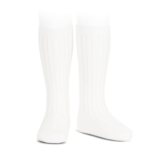 CONDOR White Knee High Ribbed Socks